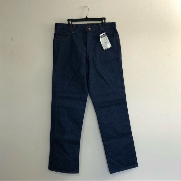 NWT Crude Fr Mens Work Jeans Size 38 X 34 Fire Resistant Blue Denim Pants - Picture 1 of 8